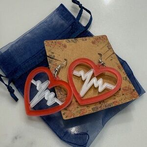 Heartbeat Red and White Earrings